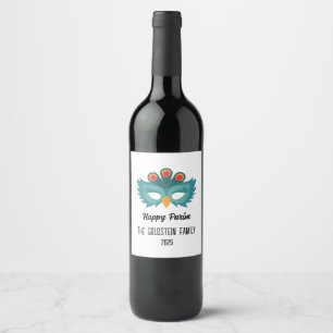 Purim owl mask masquerade costume  wine label