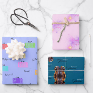 Purim Wrapping Paper Flat Sheet Set of 3