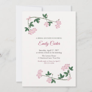 Puriri Pink Flower Bridal Shower Invitation