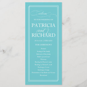Purist Blue Elegant Wedding Ceremony Program Programme