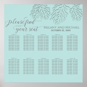 Purist blue embossed romantic coral calligraphy poster