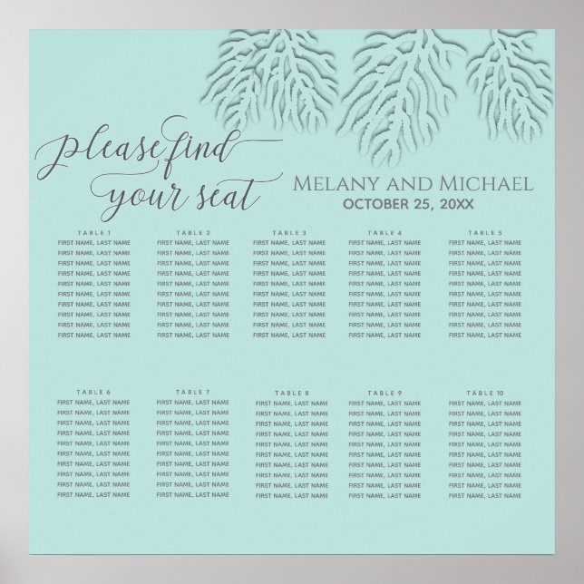 Purist blue embossed romantic coral calligraphy poster (Front)