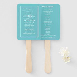 Purist Blue Simple Elegant Wedding Program Hand Fan