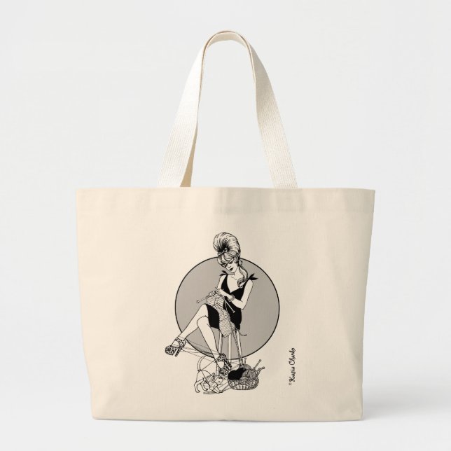 Purl Girl Knitting Large Tote Bag (Front)