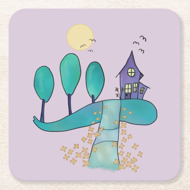 purla house square paper coaster (Front)
