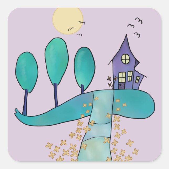 purla house square sticker (Front)