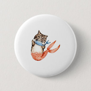 Purmaid Cat Mermaid 6 Cm Round Badge