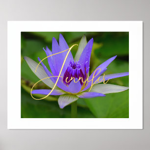 Purp Water Lily Personalised Foil Name Foil Prints