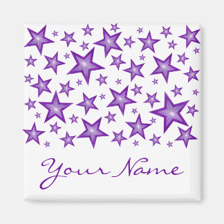 Purpl Stars 'Your Name' fridge magnet square white