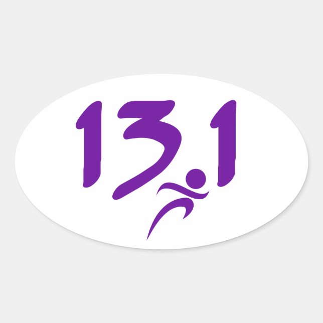 Purple 13.1 half-marathon oval sticker (Front)