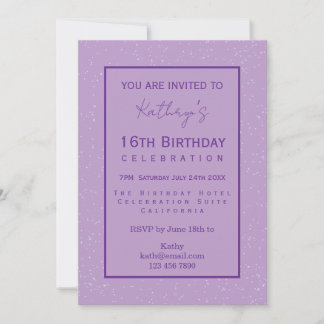 Purple 16th Birthday Celebration  Invitation