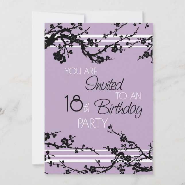 Purple 18th Birthday Party Invitation Card (Front)