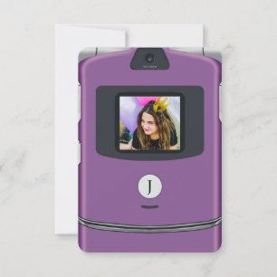 Purple 2000s Flip Phone Birthday Invitation