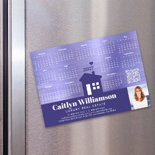 Purple 2027 Calendar Realtor Photo QR Code Magnet