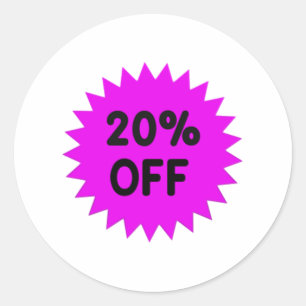 Purple 20 Percent Off Classic Round Sticker