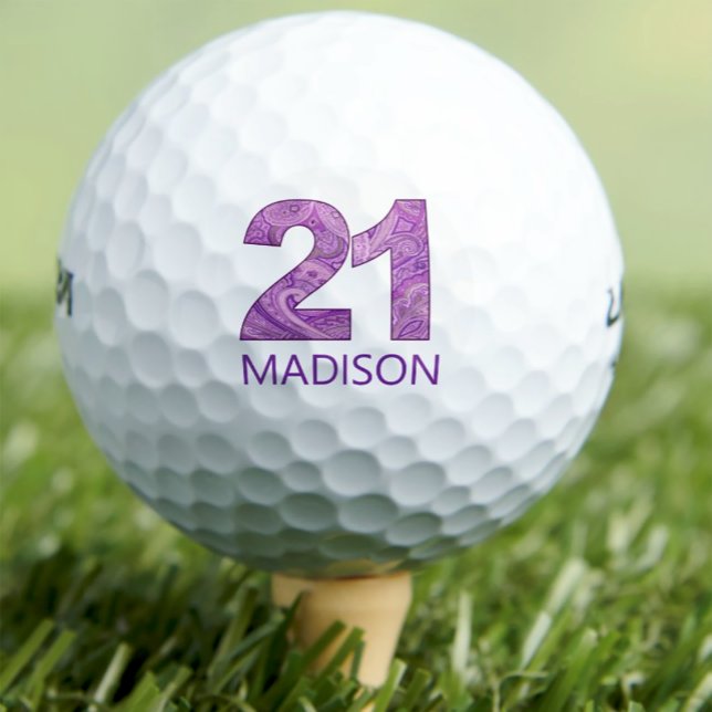Purple 21st Birthday Golfer Gift 21 Years elegant Golf Balls (Creator Uploaded)