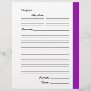 Purple 2-sided Recipe Pages