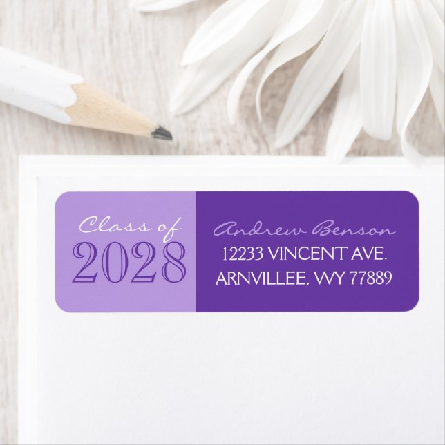 Purple 2 Toned Graduation Return Address Labels (Insitu)