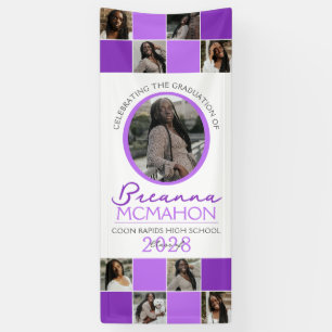 Purple 2 Toned Photo Collage Graduation Vinyl Banner