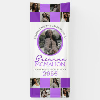 Purple 2 Toned Photo Collage Graduation Vinyl Banner