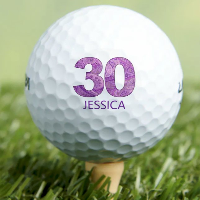 Purple 30th Birthday Golfer Gift 30 Years elegant Golf Balls (Creator Uploaded)