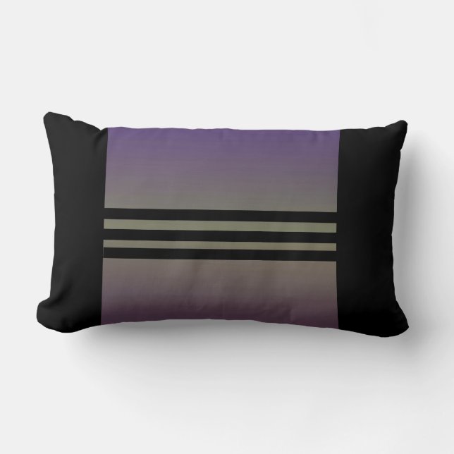 Purple 3 black strip Lumbar Decorative Pillow (Front)
