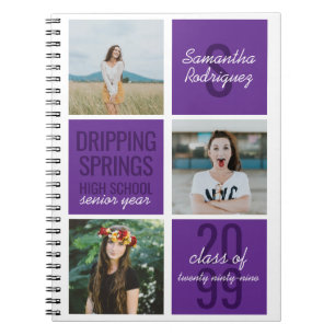 Purple 3-Photo Fun Boxes Class Year Notebook