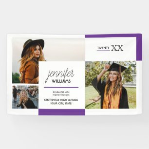 Purple 3 Photo Graduation Banner