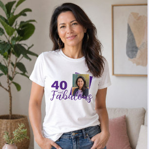 Purple 40 and Fabulous 40th Birthday Photo T-Shirt