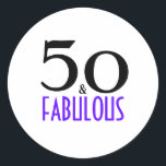 Purple 50 and Fabulous 50th Birthday Party Invitat Classic Round Sticker<br><div class="desc">A beautiful glittering purple 50th Birthday Party Sticker you can use it for your fiftieth birthday party celebration. Happy Advance Birthday to you my dear!</div>