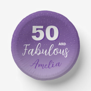 Purple 50 and Fabulous 50th Birthday Party Paper Plate