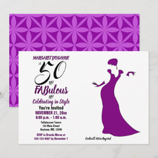 Purple 50 and FABulous Birthday Party Invitation