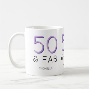 Purple 50 and fabulous Modern 50th Birthday Party Coffee Mug