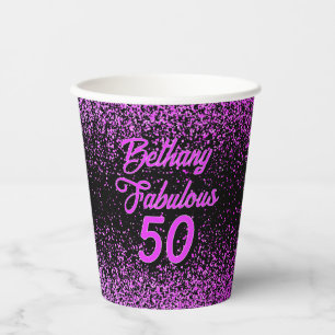 Purple 50 Fabulous Birthday Paper Cups