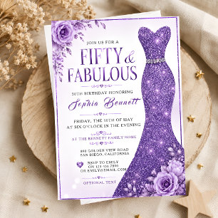 Purple 50th Birthday Invitation