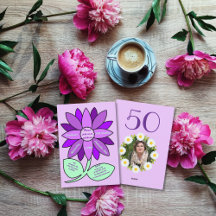 Purple 50th Birthday Simple Purple Sunflower