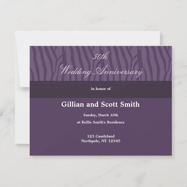 Purple 50th Wedding Anniversary Invitation (Front)