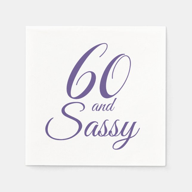 Purple 60 and Sassy Birthday Party Napkin (Front)