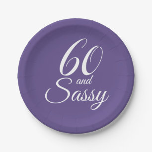 Purple 60 and Sassy Birthday Party Paper Plate