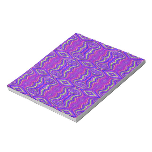 Purple 60's Retro Fractal Pattern Notepad (Rotated)