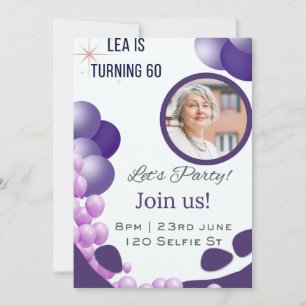 Purple 60th Birthday Invitation