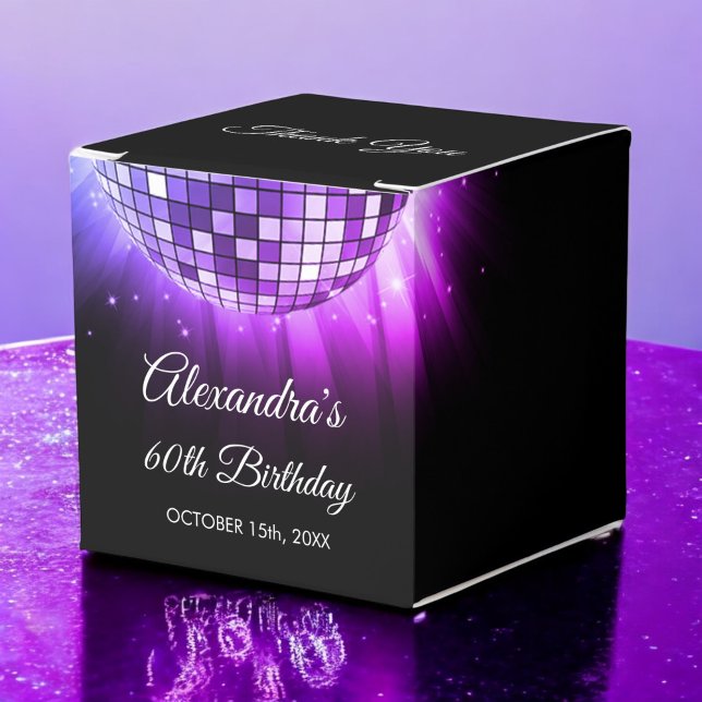 Purple 60th Birthday Party 70's Disco Ball Favour Box (Creator Uploaded)