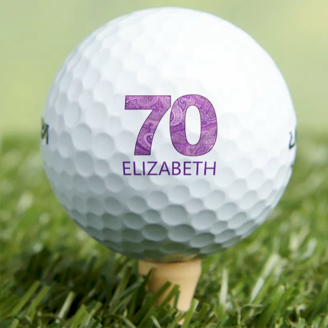 Purple 70th Birthday Golfer Gift 70 Years elegant Golf Balls (Creator Uploaded)