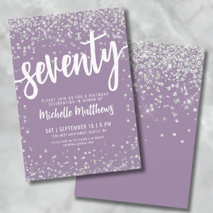 Purple 70th Birthday Invitation