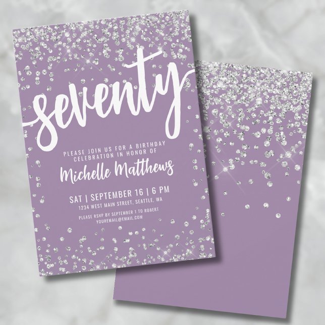 Purple 70th Birthday Invitation (Purple 70th Birthday Invitation)