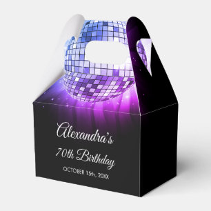 Purple 70th Birthday Party 70's Disco Ball Favour Box