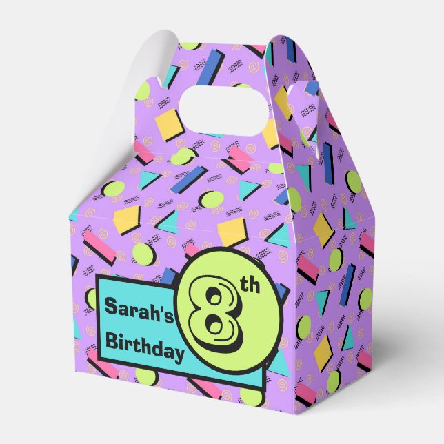 Purple 90s Vibe Simple Shapes Favor Box (Front Side)