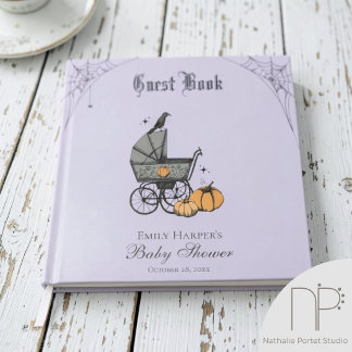 Purple A Baby is Brewing Photo Baby Shower Guest Book