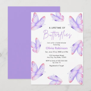 Purple A Lifetime of Butterflies Bridal Shower Invitation