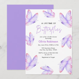 Purple A Lifetime of Butterflies Bridal Shower Invitation